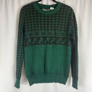 Vintage Green Patterned Men's Sweater Size:M retro Sweater